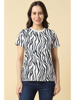 Allen Solly - Women Navy Blue Print Casual T-shirt