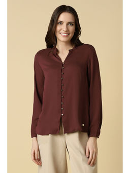 Allen Solly - Women Brown Textured Long Sleeves Shirt