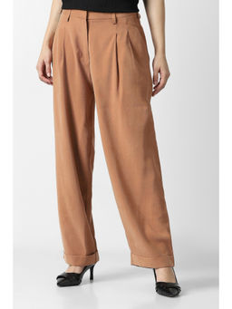 Van Heusen - Women Brown Textured Casual Trouser