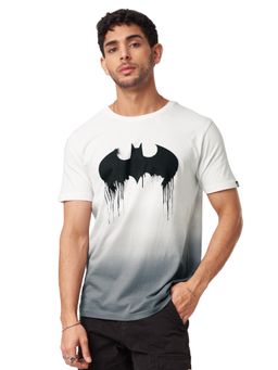 The Souled Store - Batman Logo (drip) White Color Printed T-shirts