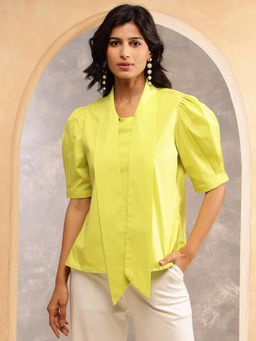 Aravalii - Women Neon Lime Bow Top