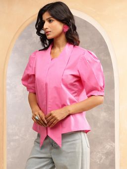 Aravalii - Women Pink Bow Poplin Top