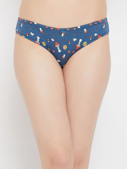Clovia - 100% Cotton Low Waist Inner Elastic Bikini Panty - Blue