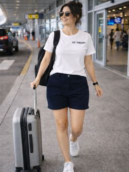 The Fit Theory - Women'S White Solid Gym Sports Round Neck T-Shirt