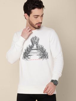 Free Authority - Young Men House of Dragon Printed Off White Sweatshirt