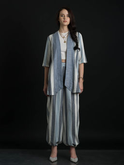 ORCR - Sleeve Stripes Sleeveless Multi-Color Jacket with Pant (Set of 2)