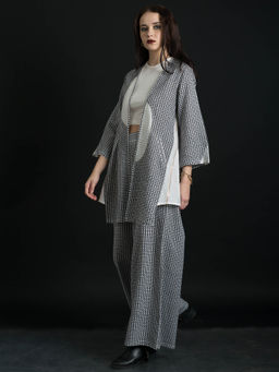 ORCR - Curian Checks Three Fourth Sleeves Multi-Color Jacket with Pant (Set of 2)