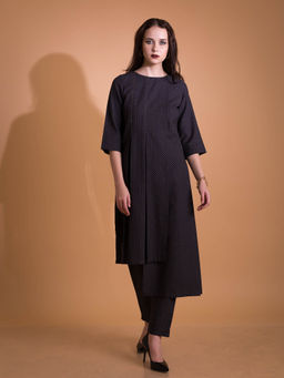 ORCR - Conto Geometric Three Fourth Sleeves Black Top with Pant (Set of 2)