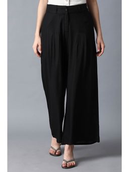 W - Black Solid Parallel Pants