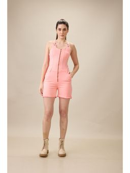 STORMY JEANS - Pink Neon Zip Playsuit