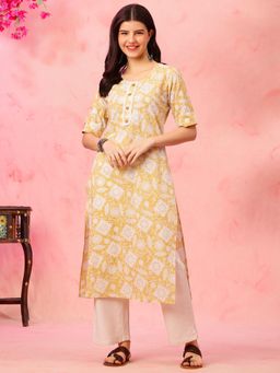 EthniFlair - Printed Round Neck Pure Cotton Kurta