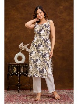 EthniFlair - Printed Shoulder Strap Sleeveless Pure Cotton Kurta