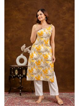 EthniFlair - Printed Shoulder Strap Sleeveless Pure Cotton Kurta
