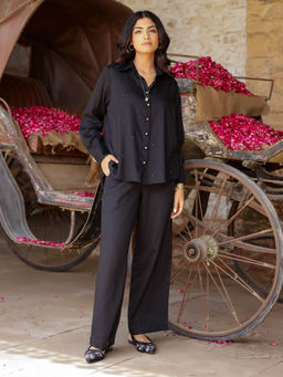 Gulaal - Black Hand Embroidered Evil Eye Shirt