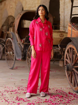 Gulaal - Hot Pink Evil Eye Embroidered Shirt