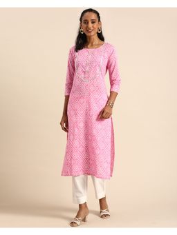Rajnandini - Womens Pure Cambric Cotton Jaipuri Bandhani Printed Kurti