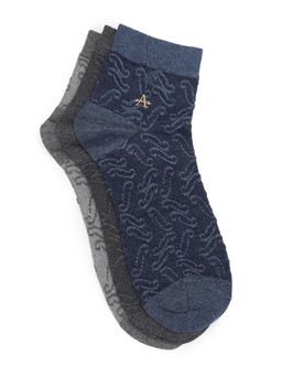 Arrow - Mens Printed Knit Ankle Length Socks (Pack of 3)