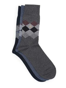 Arrow - Mens Printed Mid Calf Length Socks (Pack of 3)
