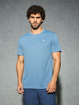 Technosport - Blue Men Solid Slim Fit Round Neck Sports T-shirt