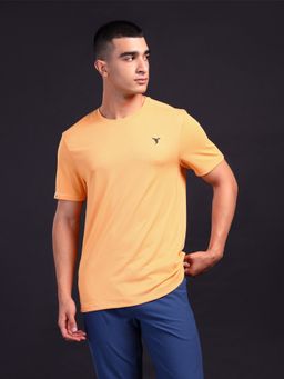 Technosport - Orange Men Solid Slim Fit Round Neck Sports T-shirt
