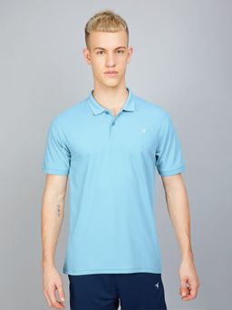 Technosport - Blue Men Solid Slim Fit Polo Sports T-shirt
