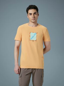 Technosport - Orange Men Printed Slim Fit Round Neck Sports T-shirt