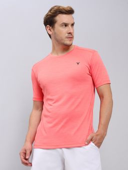 Technosport - Coral Men Solid Slim Fit Round Neck Sports T-shirt