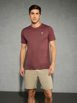 Technosport - Brown Men Solid Slim Fit Round Neck Sports T-shirt
