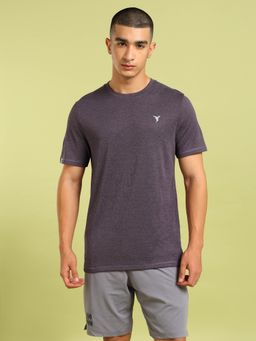 Technosport - Purple Men Solid Slim Fit Round Neck Sports T-shirt