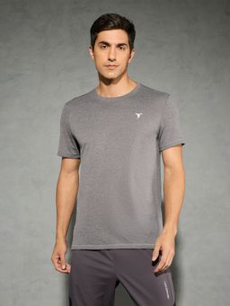 Technosport - Grey Men Solid Slim Fit Round Neck Sports T-shirt