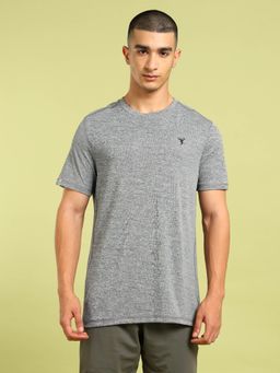 Technosport - Grey Men Solid Slim Fit Round Neck Sports T-shirt