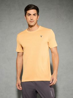 Technosport - Orange Men Solid Slim Fit Round Neck Sports T-shirt