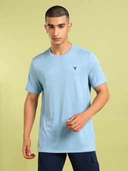 Technosport - Blue Men Solid Slim Fit Round Neck Sports T-shirt