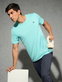 Technosport - Turquoise Men Solid Slim Fit Round Neck Sports T-shirt