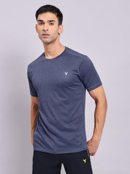 Technosport - Blue Men Solid Slim Fit Round Neck Sports T-shirt