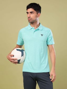 Technosport - Blue Men Melange Slim Fit Polo Sports T-shirt