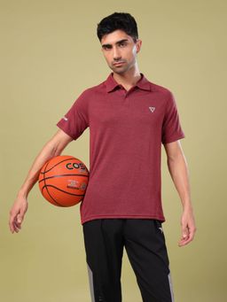 Technosport - Red Men Melange Slim Fit Polo Sports T-shirt