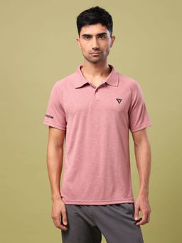 Technosport - Pink Men Melange Slim Fit Polo Sports T-shirt