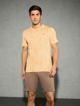 Technosport - Orange Men Jacquard Slim Fit Round Neck Sports T-shirt