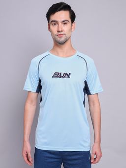Technosport - Blue Men Printed Regular Fit Round Neck Sports T-shirt