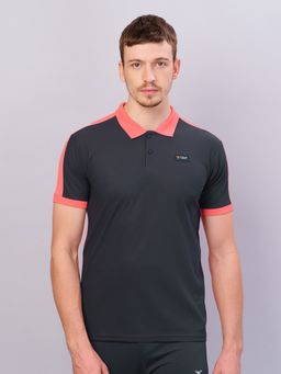 Technosport - Black Men Colorblock Slim Fit Polo Sports T-shirt