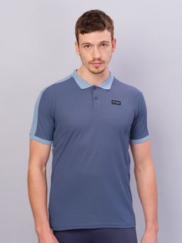 Technosport - Blue Men Colorblock Slim Fit Polo Sports T-shirt