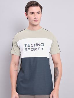 Technosport - Multi-Color Men Colorblock Slim Fit Round Neck Sports T-shirt