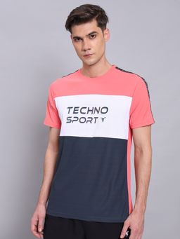 Technosport - Multi-Color Men Colorblock Slim Fit Round Neck Sports T-shirt