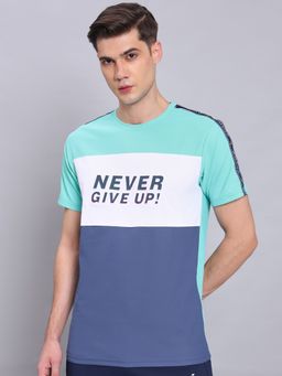Technosport - Blue Men Colorblock Slim Fit Round Neck Sports T-shirt