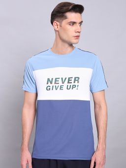 Technosport - Blue Men Colorblock Slim Fit Round Neck Sports T-shirt