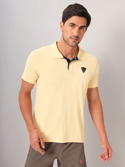 Technosport - Yellow Men Yellow Slim Fit Polo Sports T-shirt