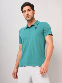 Technosport - Green Men Solid Slim Fit Polo Sports T-shirt