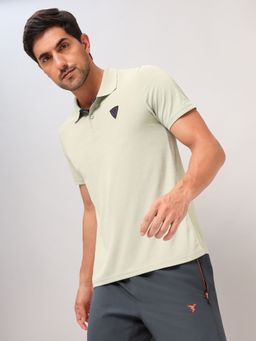 Technosport - Green Men Solid Slim Fit Polo Sports T-shirt