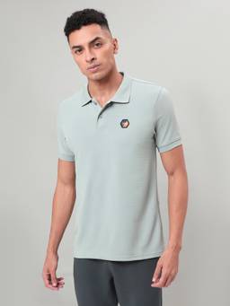 Technosport - Green Men Solid Slim Fit Polo Sports T-shirt